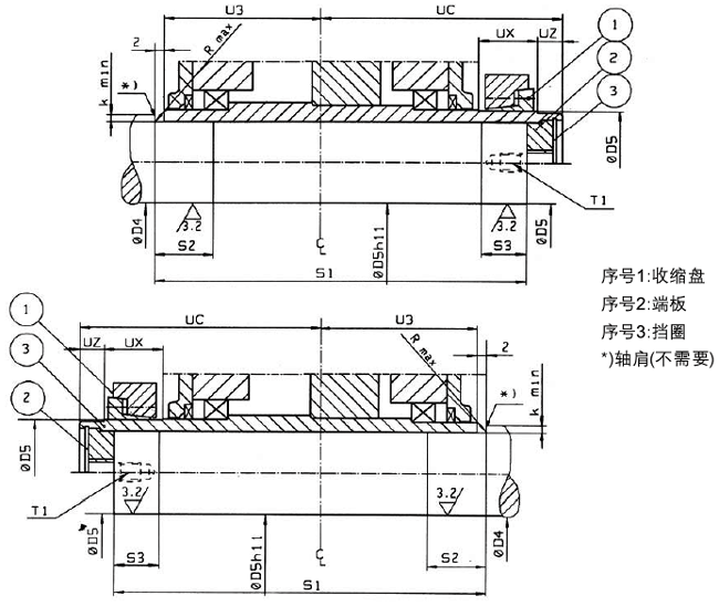 MC系列硬齒面中型齒輪減速機安裝尺寸(收縮盤)