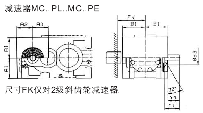 MC系列硬齒面中型齒輪減速機安裝尺寸(風扇)